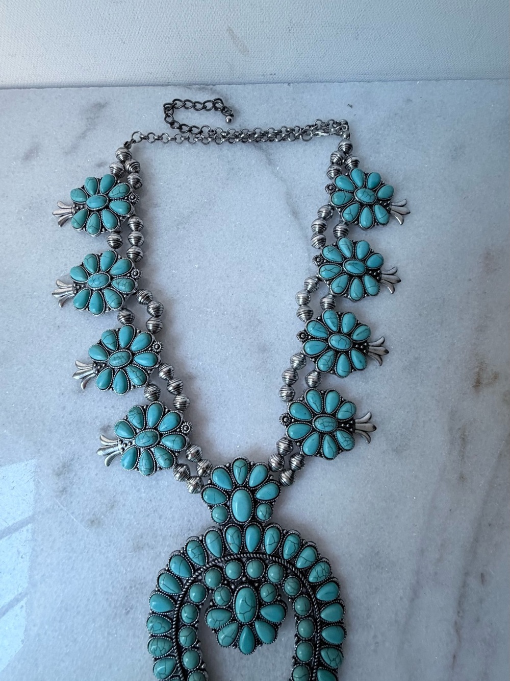 Western Squash Blossom Statement Necklace Western Naja pendant - Picture 4 of 8